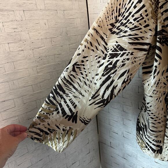 Chico’s women’s lightweight Jacket tropical print brown tan gold coastal grandma - Picture 5 of 10